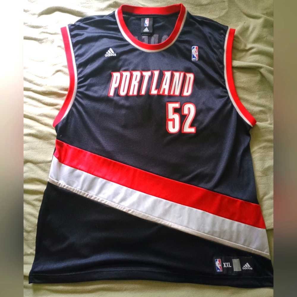 Greg Oden Adidas Black and Red Portland Trailblazers Jersey 2XL